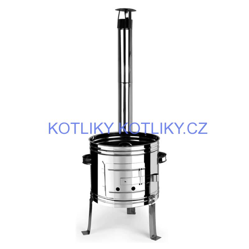 Nerezový kotlík 22 L (0,8 mm) + nerezová kotlina 42 INOX + vařečka + misky 12 ks