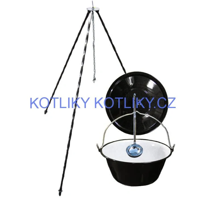 Smaltovaný kotlík 10 L poklice + trojnožka 1,20 m