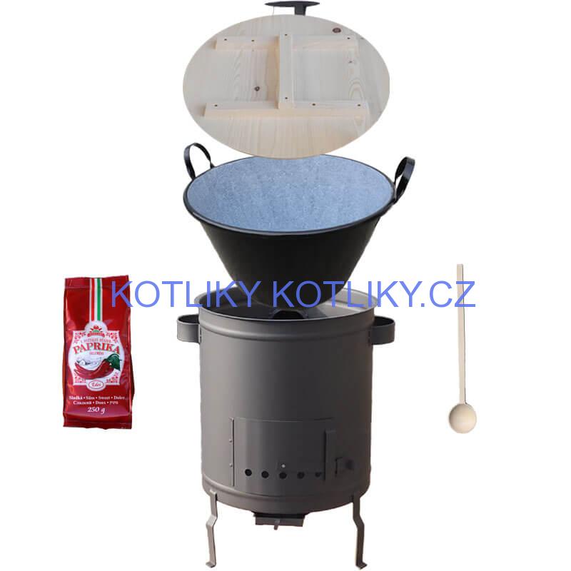 Smaltovaný kotel 100 L + silná kovová kotlina 60 cm (1,5 mm) STRONG PLUS 600 + sladká paprika 250 g