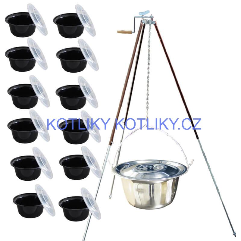 Nerezový kotlík 20 L (1,2 mm) + teleskopická trojnožka s pojistnou kladkou + poklice