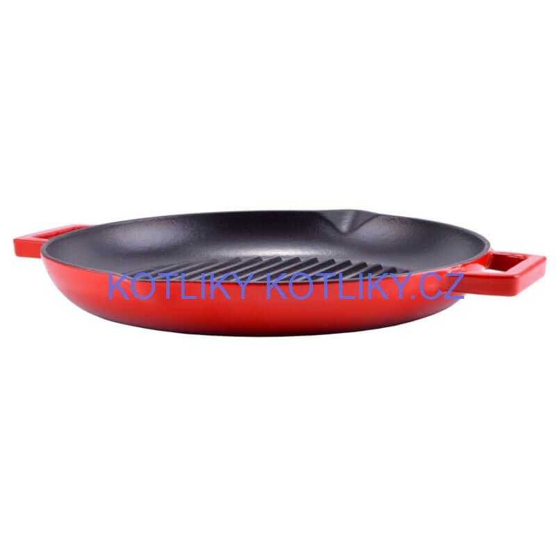 Litinová posmaltovaná pánev na grilování 31 cm s výlevkami BBQ