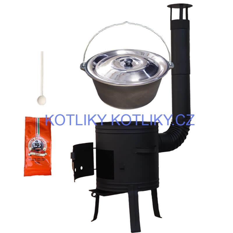 Litinový kotlík 10,8 L + kotlina 33 cm (1 mm) + žáruvzdorná barva Plus 700