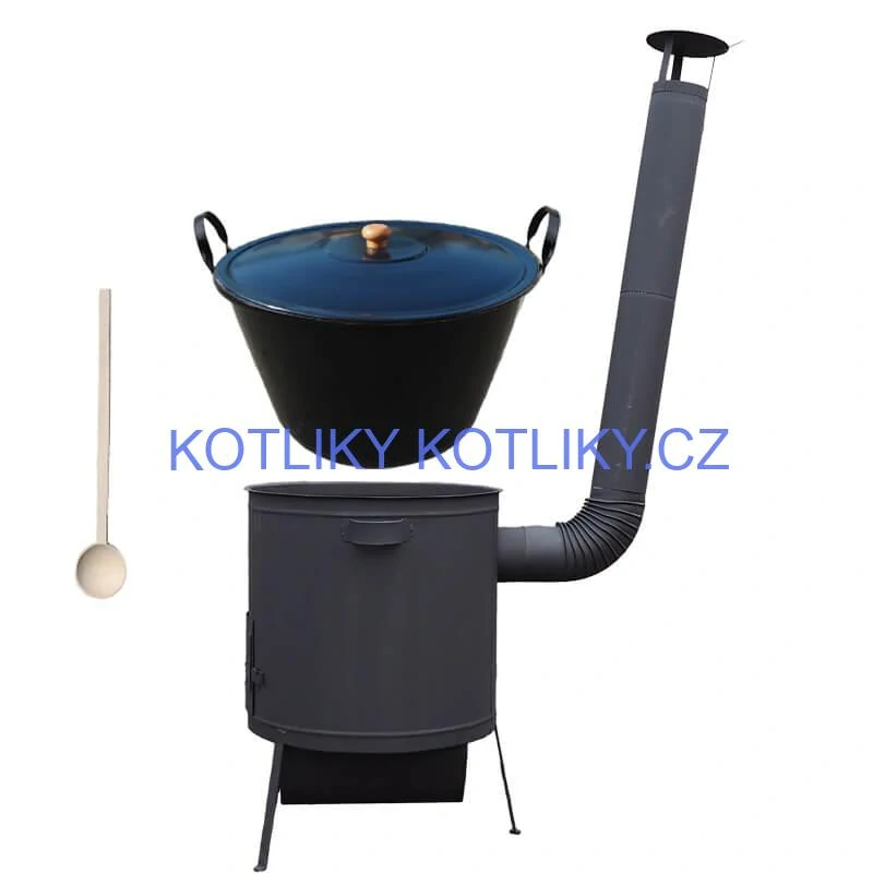 Smaltovaný kotel 70 L na zabijačku + žáruvzdorná kotlina 53 PLUS 600 4 MM + vařečka