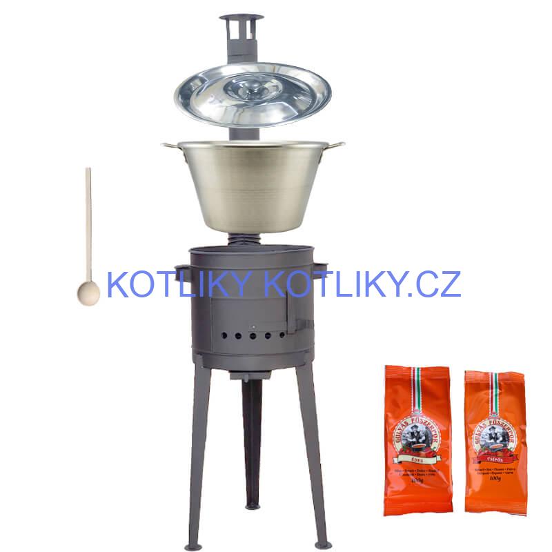 Nerezový kotel 40 L + vysoká kotlina 47 cm (2,0 mm) HODO Plus 600 + paprikové koření na guláš