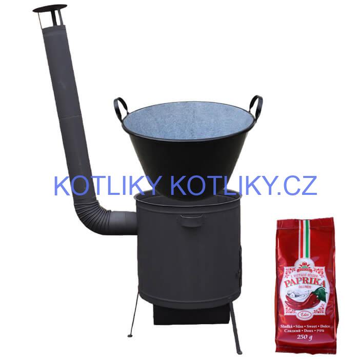 Zabijačkový smaltovaný kotel 100 L, žáruvzdorná kotlina 42 PLUS 600 4 MM + sladká paprika GURMÁN 250 g