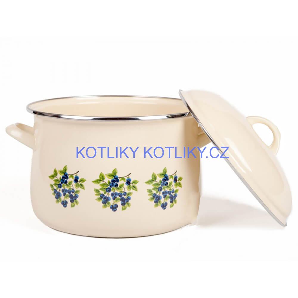 Smaltovaný hrnec s květinovým vzorem – Trnky 5,5 l + poklice
