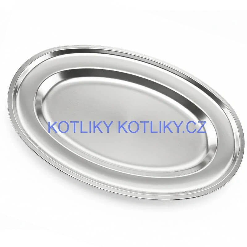 Nerezový oválný podnos (45,5cm) – Odolný servírovací tác na maso i koláče