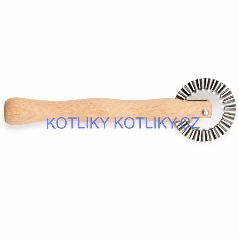 Dřevěné rádýlko na těsto 17 cm – vlnkované kolečko 5 cm