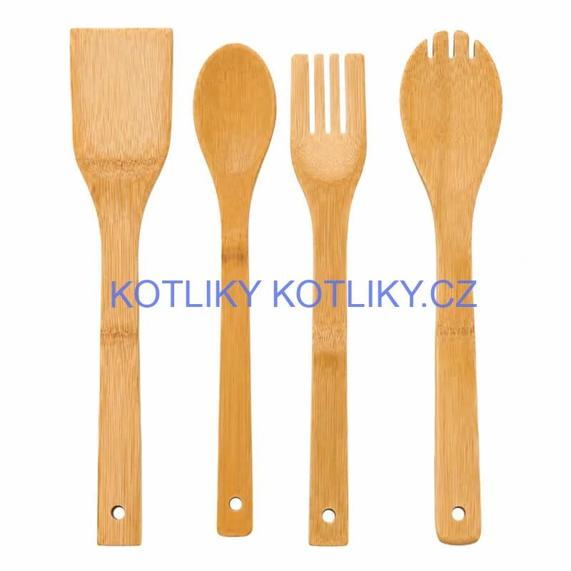 Dřevěná kuchyňská souprava se stojanem – 5 dílů