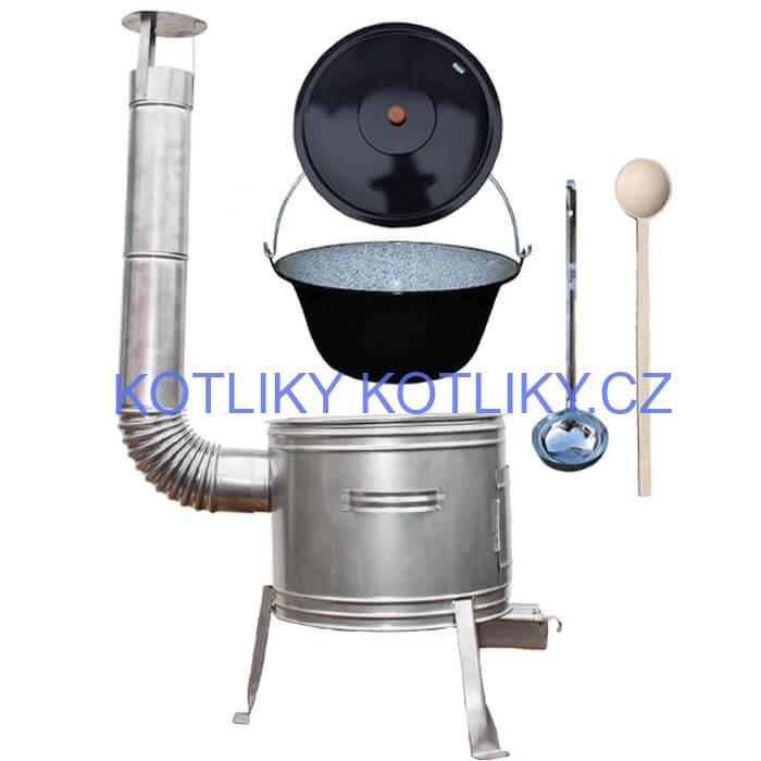 Smaltovaný kotlík 20 L + nerezová kotlina 42 cm TOPLUX