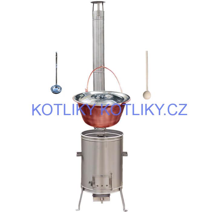 Měděný kotlík 20 L + nerezová kotlina 42 cm + LUX