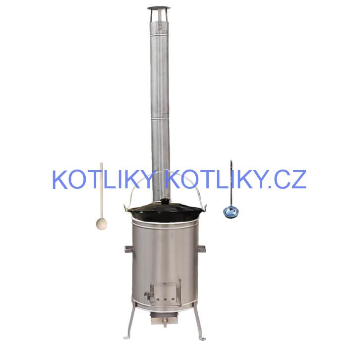Smaltovaný kotlík 20 L (1,2 mm) + nerezová kotlina 42 cm + vareška a naberačka LUX
