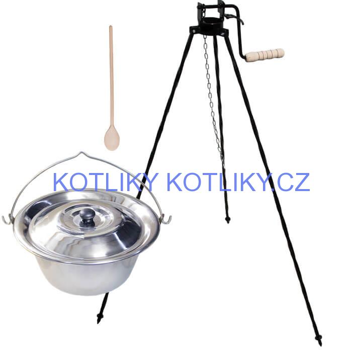 Nerezový kotlík 15 L (1,2 mm) + stojan s kladkou VAR