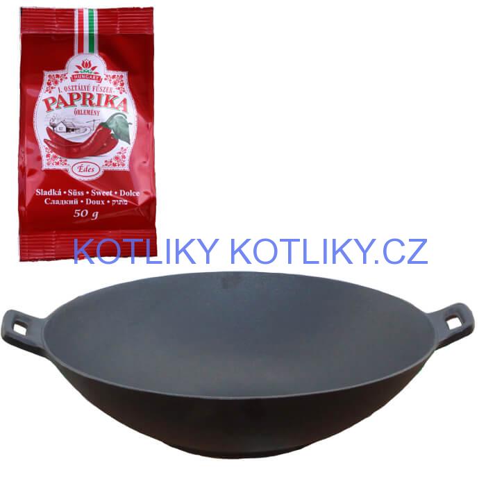 Litinový wok 36 cm + sladká paprika 50 g