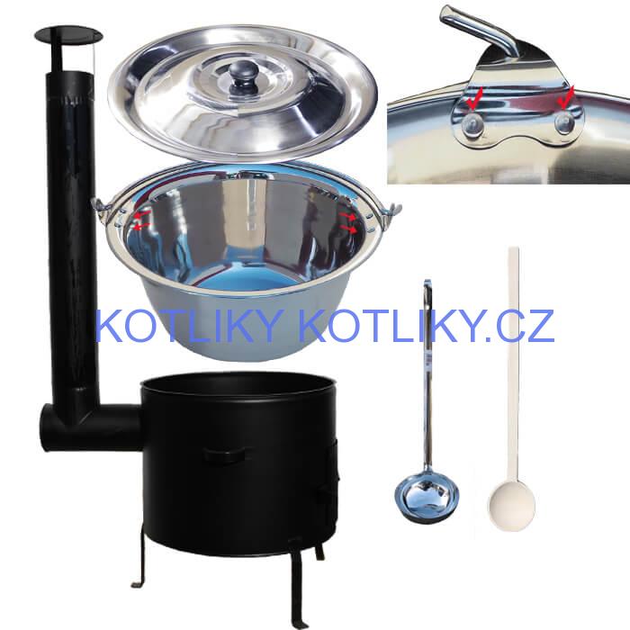 Nerezový kotlíkový set 45 cm + zesílený nerezový kotlík 30 L