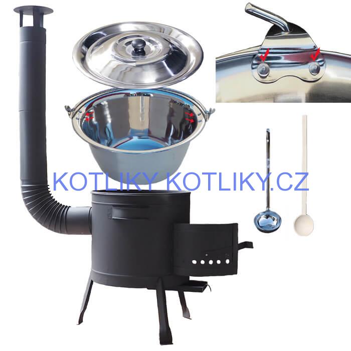Kotlíkový gulášový set 42 PLUS 600 + nerezový kotlík 20 L (0,8 mm)
