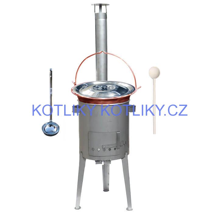 Měděný kotlík 14 L (1,2 mm) + nerezová kotlina 36 cm LUXUS