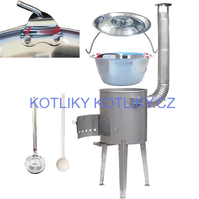 Nerezový kotlík (Zesílený) 30 L + nerezová kotlina 45 cm LUXUS