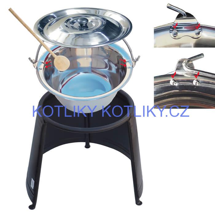 Nerezový kotlík 20 L (0,8 mm) s nýty + chránič plamene