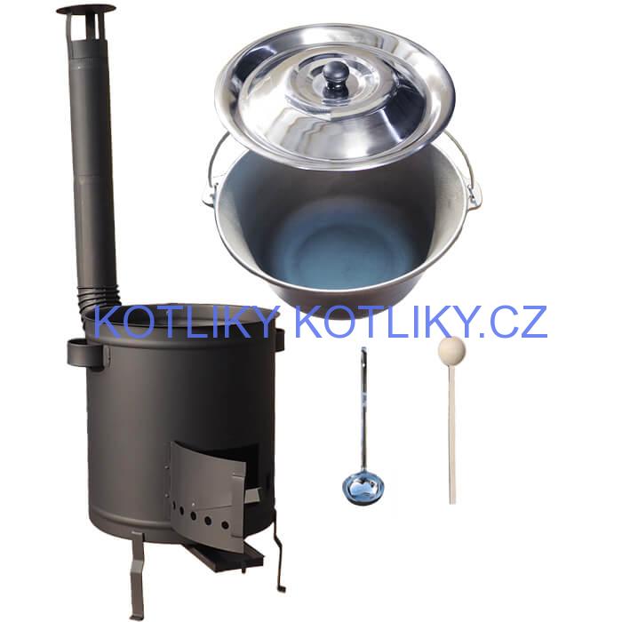 Litinový kotlík 22 L + silnostěnná (1,5 mm) a žáruvzdorná kotlina 45 PLUS 600