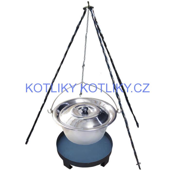 Nerezový kotlík 14 L (0,8 mm) + Ohnisko + stojan 1,2 m