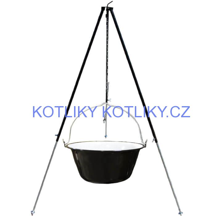 Smaltovaný kotlík 40 L + teleskopicka trojnožka 1,7 m
