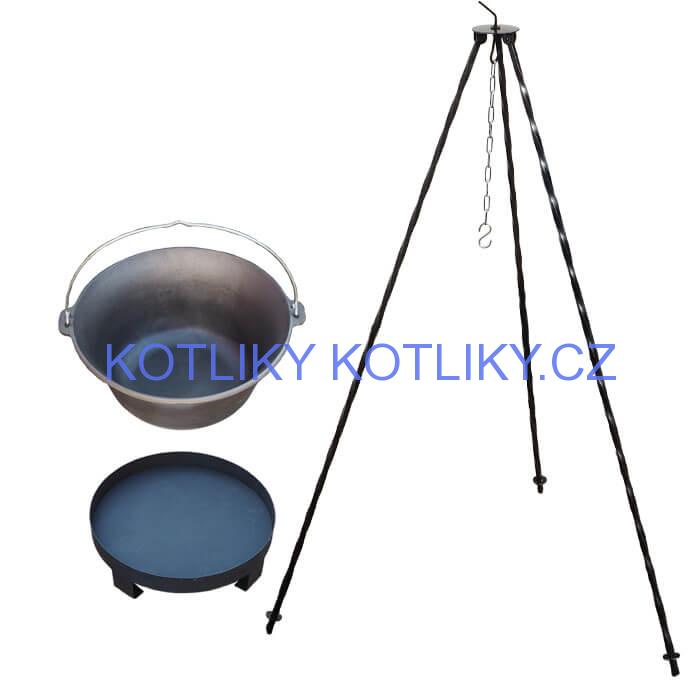 Litinový kotlík 7,2 L + trojnožka 1,2 m + ohniště 36 cm
