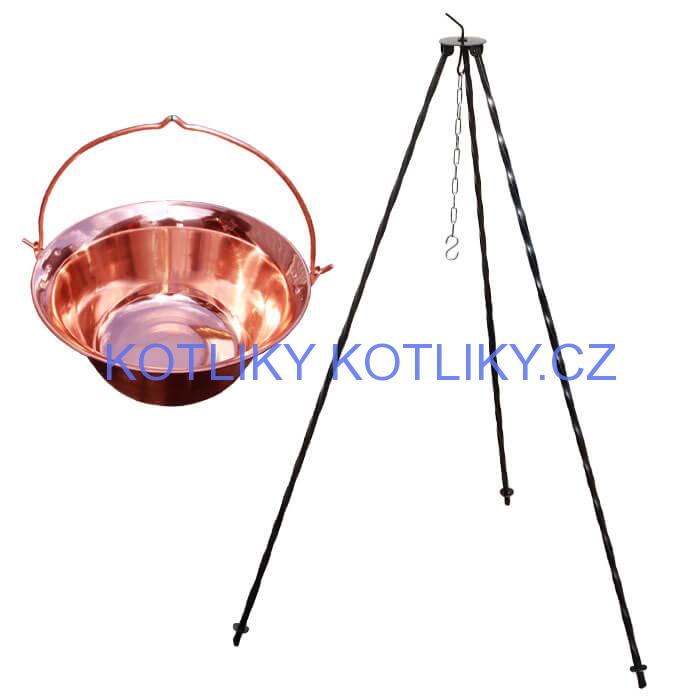 Měděný kotlík 10 L (1,2 mm) + trojnožka 1,2 m