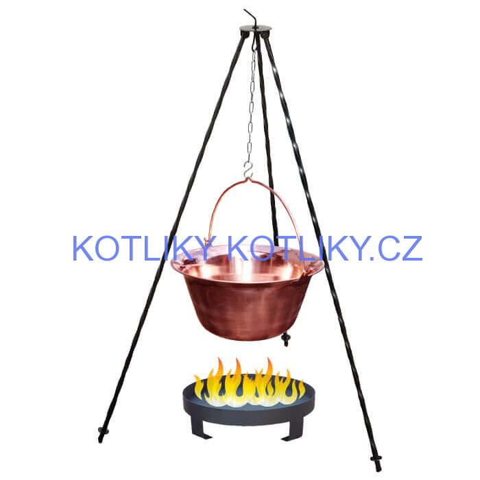 Měděný kotlík 14 L (1,2 mm) + trojnožka 1,2 m + ohniště 36 cm