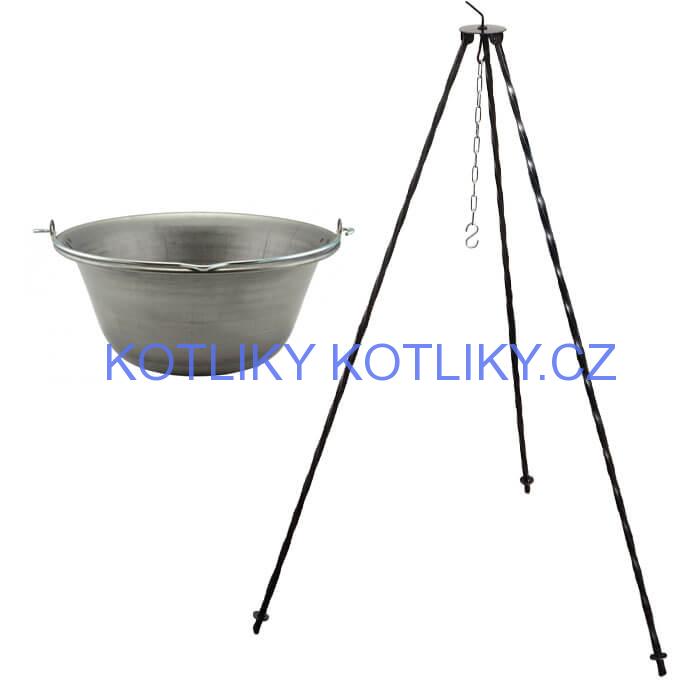 Železný kotlík 10 L (0,75 mm) + trojnožka 1 m