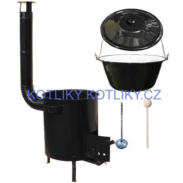 Smaltovaný kotlík 30 L (1,2 mm) + hrubostěnná (1,5 mm) kovová kotlina 45 STRONG