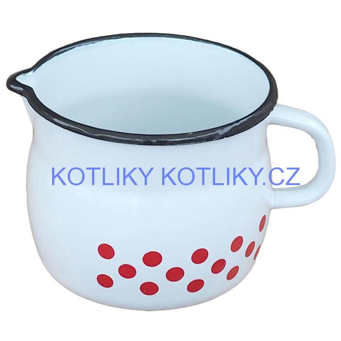 Smaltovaný hrnek s výlevkou 1,5 L baňatý - tečkovaný