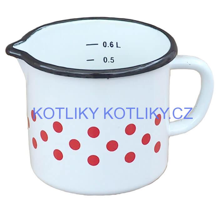 Smaltovaný hrnek s ouškem 0,6 L - tečkovanou