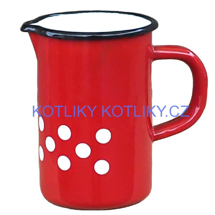 Smaltovaný hrnek s ouškem 0,5 L - červený, vysoký