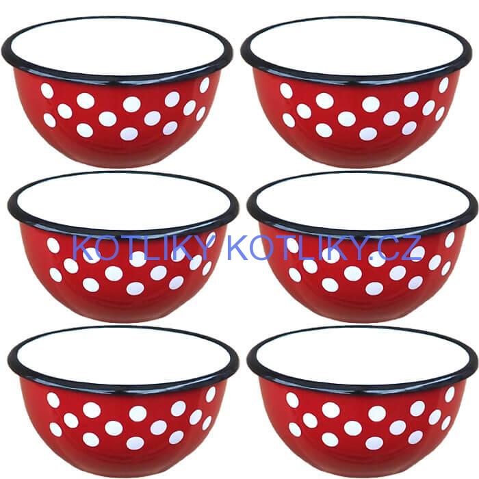 Souprava smaltovaných misek 14 cm 6 ks