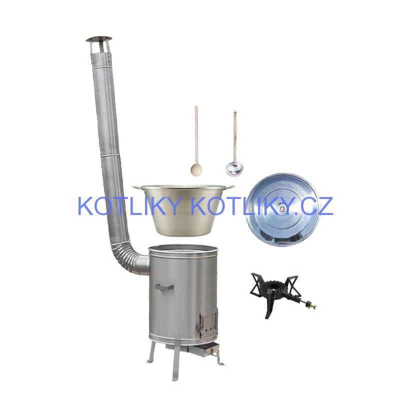 Nerezový kotel 70 L + nerezová kotlina 56 cm LUX + litinový hořák 7 kW BIG PARTY