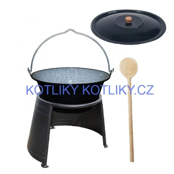 Smaltovaný kotlík 8 L (1,2 mm) + poklice + chránič plamene