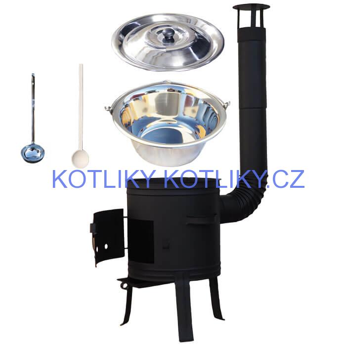 Nerezový kotlík 10 L (1,2 mm) INOX + žáruvzdorná kotlina 33 cm PLUS 700