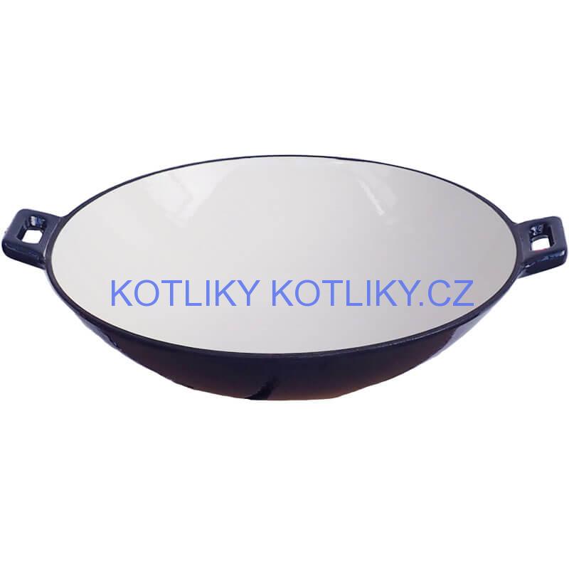 Litinový wok – smaltovaný povrch 37 cm