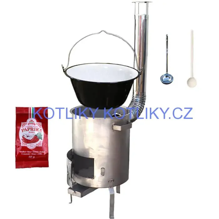 Smaltovaný kotlík 30 L (1,2 mm) + nerezová kotlina (1,5 mm) 45 cm STRONG EXCLUSIVE