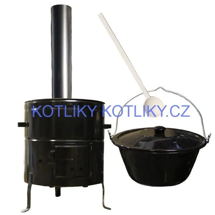 Smaltovaný kotlík 30 L (1,2 mm) + kovová kotlina 50 CLASSIC (KOV) + kouřovod Max Party