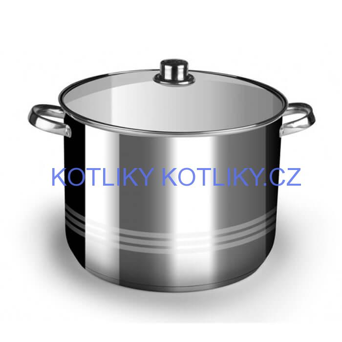 Nerezový hrnec 19 L + skleněná poklice