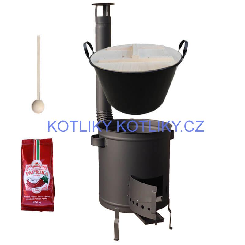 Smaltovaný kotel 80 L + silná kovová kotlina 60 cm (1,5 mm) STRONG PLUS 600 + sladká paprika 250 g