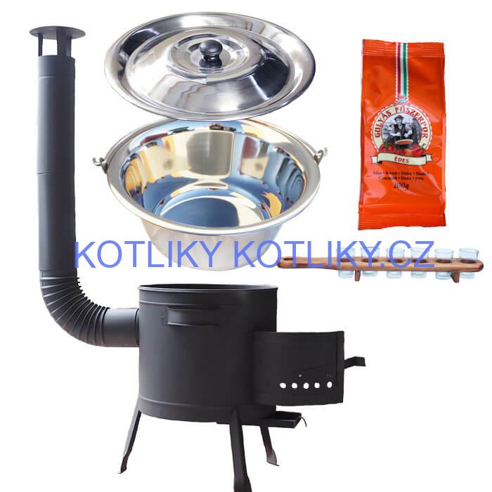 Nerezový kotlík 22 L (0,8 mm) + korenie + štamperlíky + nízka žiaruvzdorná kotlina (0,8 mm) 42 PLUS 600