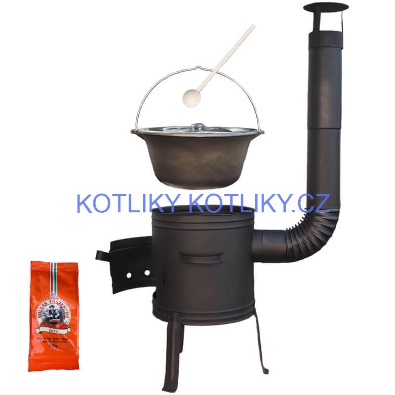 Litinový kotlík 10,8 L + kotlina 33 cm (1 mm) + žáruvzdorná barva Plus 700
