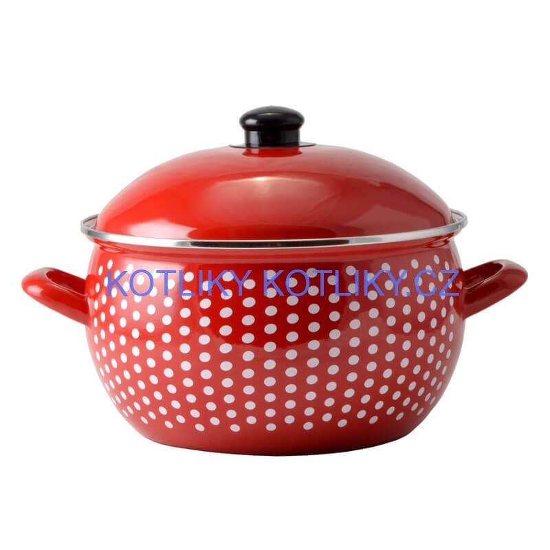 Smaltovaný hrnec 2 l červený 16 cm (tečkovaný)