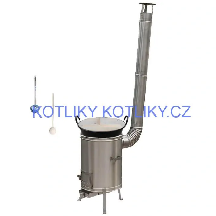 Zabijačkový smaltovaný kotel 100 L + nerezová kotlina (1,5 mm) 60 cm LUX + vařečka a naběračka