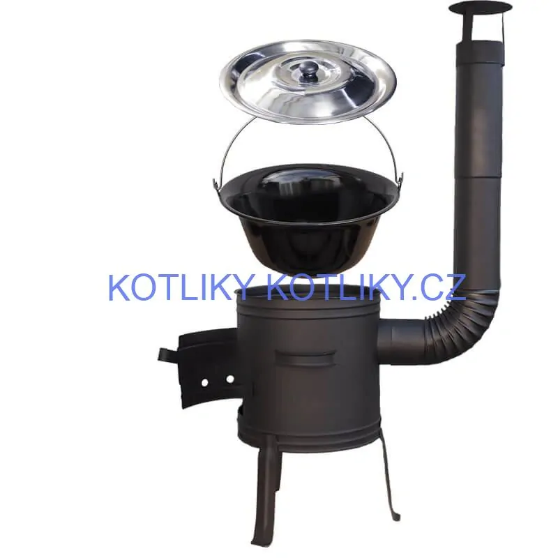Smaltovaný kotlík 11 L BLACK + nerezová poklice INOX + žáruvzdorná kotlina 33 cm Plus 700
