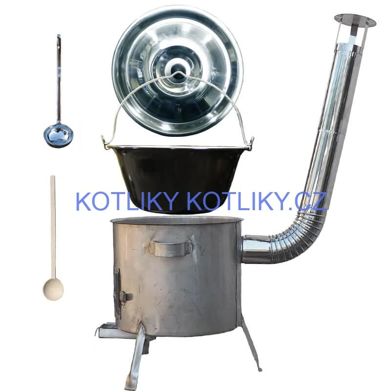 Smaltovaný kotlík 30 L (1,2 mm) + nerezová kotlina 45 cm (1,5 mm) STRONG CLASSIC