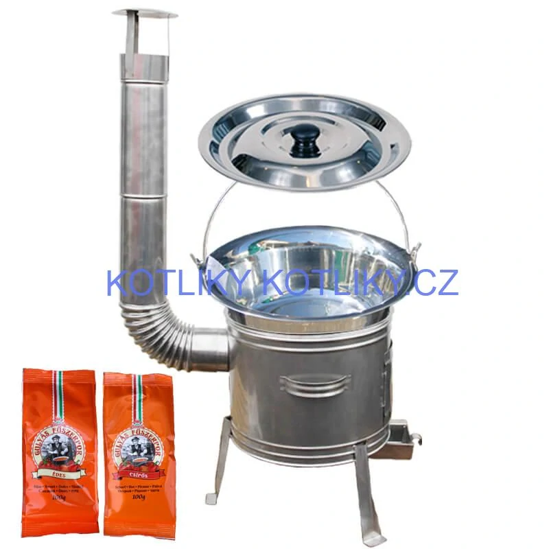 Nerezový kotlík 22 L (0,8 mm) INOX + Nerezová kotlina 42 INOX + paprikový pepř na guláš - MIX 100 g